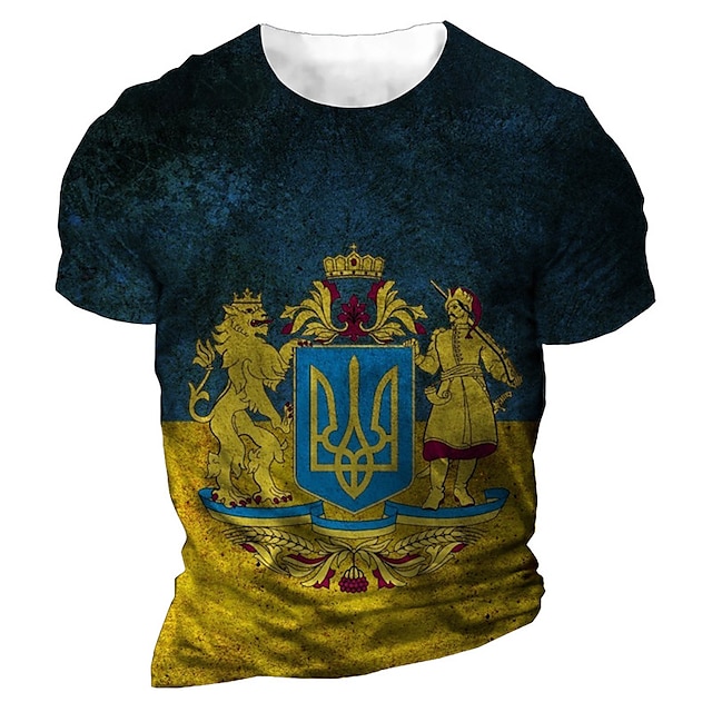 

Men's Unisex T shirt 3D Print Graphic Prints National Flag Crew Neck Street Daily Print Short Sleeve Tops Casual Designer Big and Tall Sports Yellow