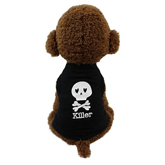 Dog skull print summer black series vest breathable puppy vest clothes pet clothing suitable for small and medium dogs puppies and cats 7
