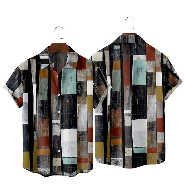 

Men's Shirt 3D Print Geometric Classic Collar Party Daily Print Short Sleeve Tops Streetwear Hawaiian A
