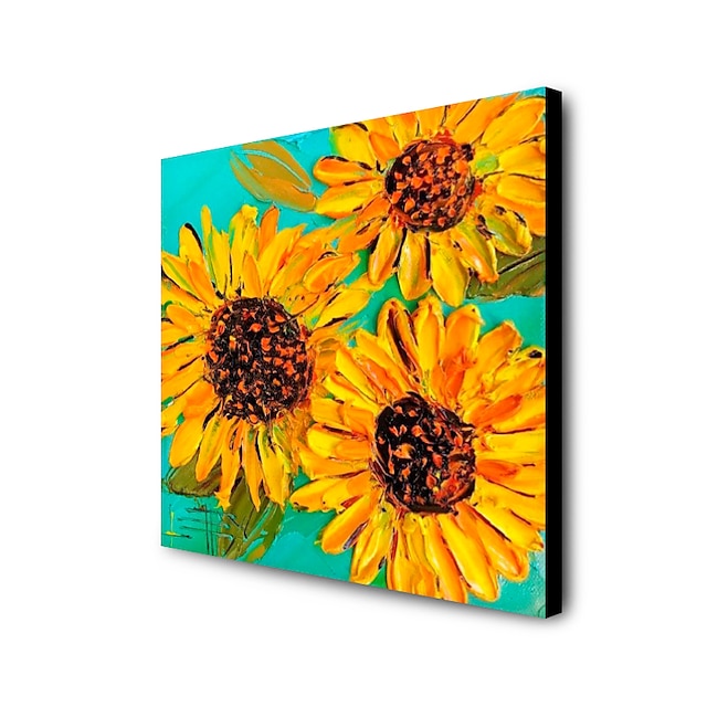 Home & Garden Wall Art | Oil Painting Hand Painted Square Abstract Floral / Botanical Modern Stretched Canvas - HC94591