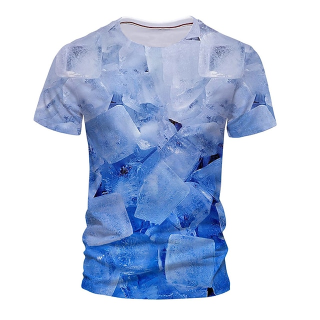 

Men's Unisex T shirt 3D Print Graphic Prints Ice cube Crew Neck Street Daily Print Short Sleeve Tops Casual Designer Big and Tall Sports Blue
