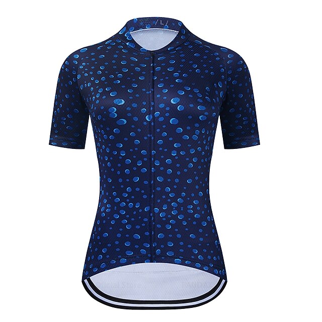 

21Grams Women's Short Sleeve Cycling Jersey Summer Spandex Blue Polka Dot Bike Top Mountain Bike MTB Road Bike Cycling Quick Dry Moisture Wicking Sports Clothing Apparel / Stretchy / Athleisure