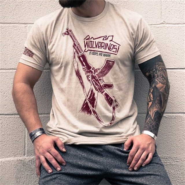 

Men's T shirt Pistol Crew Neck Casual Daily Short Sleeve Tops Lightweight Fashion Big and Tall Sports Dusty Rose