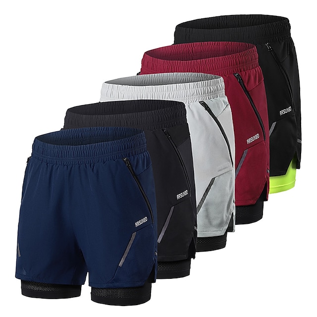  Men's Running Shorts 2 in 1 Running Shorts with Built In Shorts Sports Shorts Shorts Color Block Quick Dry Black Grey Burgundy / High Elasticity / Casual / Athleisure
