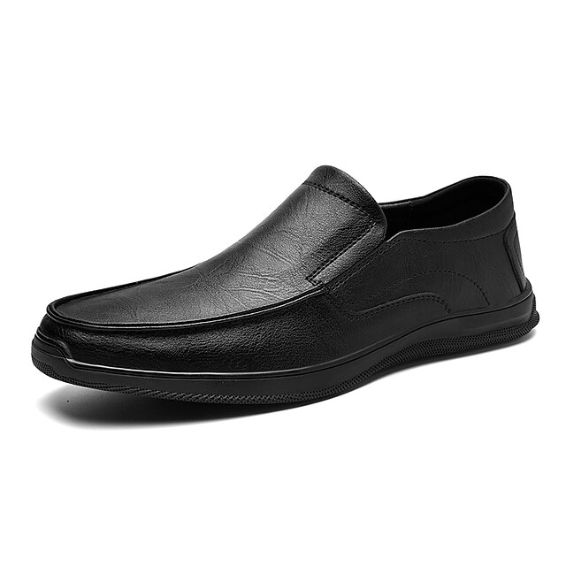 

Men's Loafers Slip-Ons Leather Loafers Sporty Casual Daily Office Career Cowhide Booties / Ankle Boots Black Brown Summer