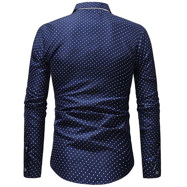 Mens Clothing Mens Shirts | Mens Dress Shirt Print Polka Dot Turndown Street Daily Button-Down Print Long Sleeve Tops Cotton Bus