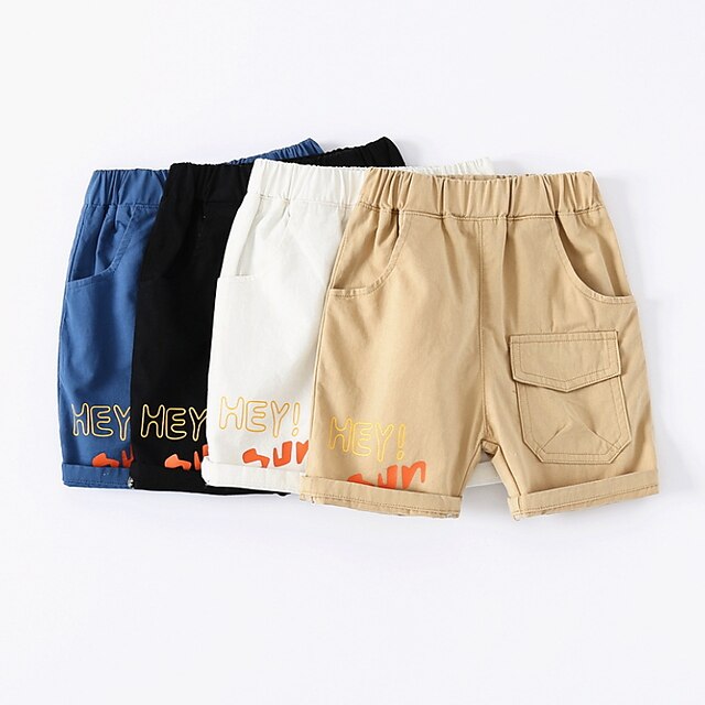 

Kids Boys Shorts Blue White Black Letter Spring Summer Active Casual 2-6 Years