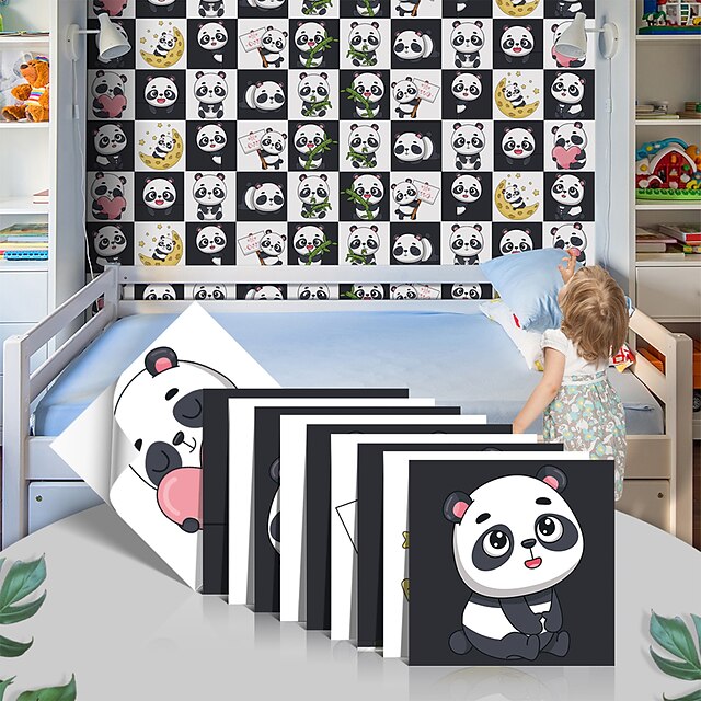 

Kitchen Thickened Tile Self-adhesive Paper Cute Panda Bathroom Oil-proof And Waterproof Removable Wall Stickers Floor Stickers
