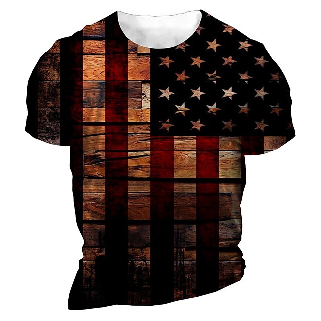 

Men's Unisex T shirt 3D Print Graphic Prints National Flag Crew Neck Street Daily Print Short Sleeve Tops Casual Designer Big and Tall Sports Brown