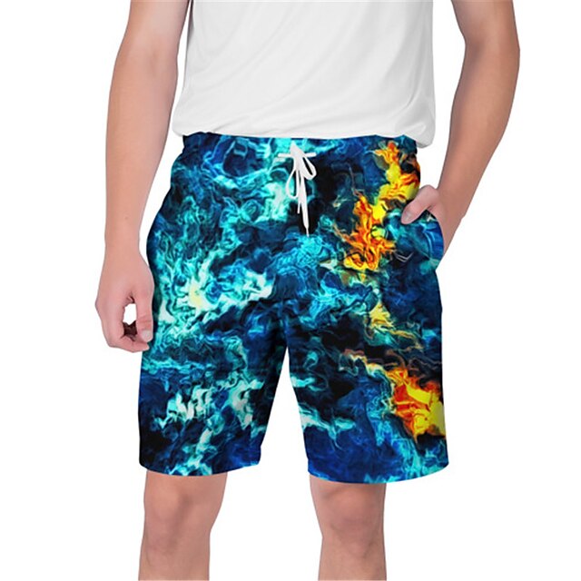 

Men's Streetwear Hawaiian Shorts Beach Shorts 3D Print Elastic Drawstring Design Short Pants Casual Daily Graphic Abstract Breathable Soft Mid Waist Blue Purple Deep Blue Royal Blue S M L XL XXL