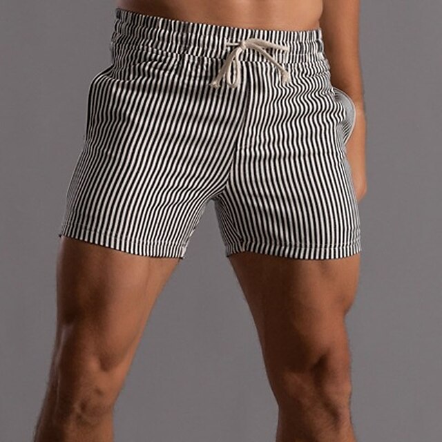 

Men's Stylish Casual / Sporty Shorts Drawstring Pocket Elastic Waist Short Pants Sports Outdoor Daily Micro-elastic Stripe Comfort Breathable Mid Waist Black / White Wine L XL XXL 3XL