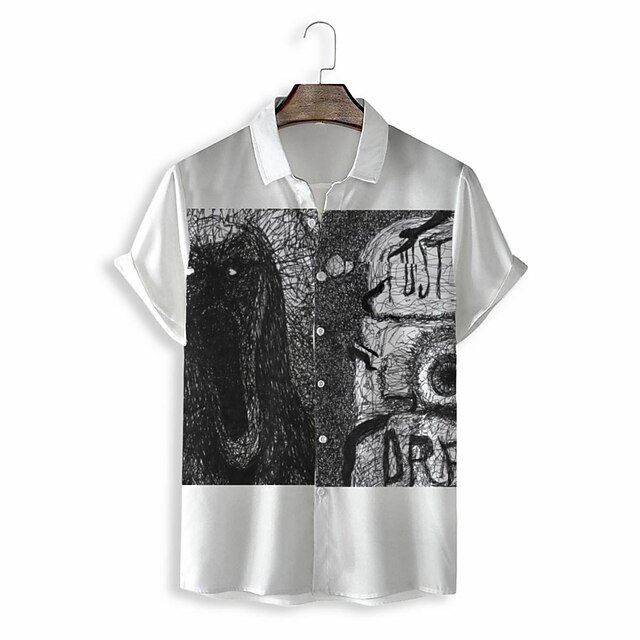 

Men's Shirt 3D Print Graphic Turndown Casual Daily 3D Print Short Sleeve Tops Casual Fashion Classic White