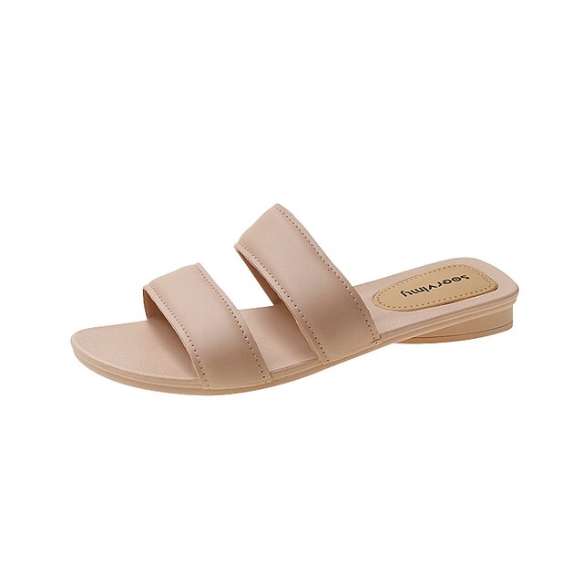 

Women's Slippers Flat Heel Round Toe Open Toe Casual Home Daily PVC Loafer Spring Summer Solid Colored Almond White Black