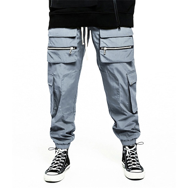 

Men's Stylish Streetwear Jogger Cargo Pants Elastic Waist Multiple Pockets Pants Casual Daily Solid Color Comfort Breathable Mid Waist Green Black Gray Khaki M L XL XXL 3XL