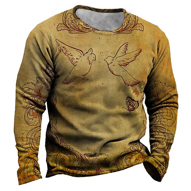 

Men's Unisex Sweatshirt Pullover Graphic Prints Bird Animal Print Daily Sports 3D Print Casual Vintage Hoodies Sweatshirts Yellow