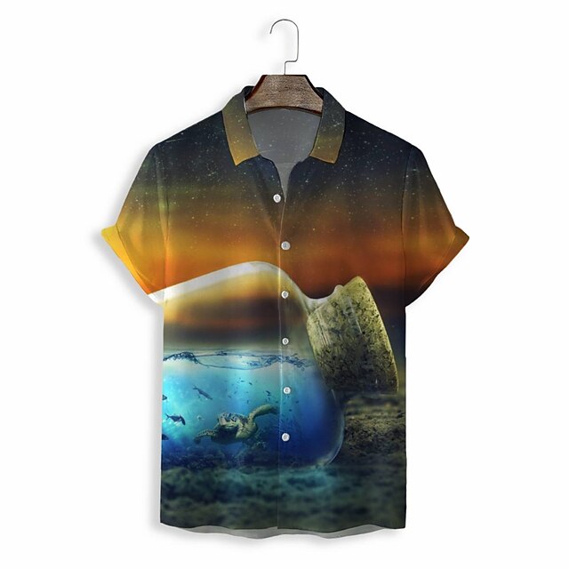 

Men's Shirt 3D Print Graphic Turndown Casual Daily 3D Print Short Sleeve Tops Casual Fashion Classic Orange