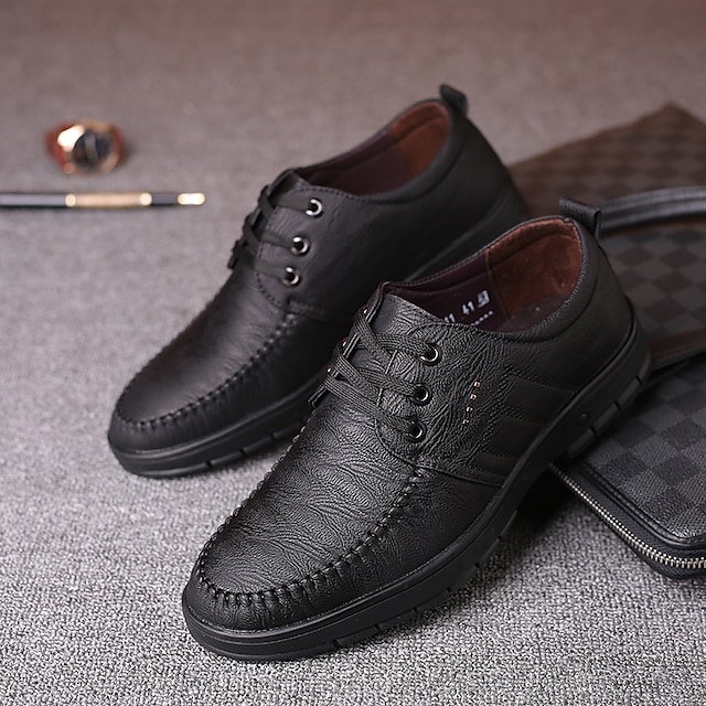 Shoes & Bags Mens Shoes | Mens Oxfords Comfort Shoes Daily Office & Career PU Booties / Ankle Boots Black Brown Fall Spring - KT