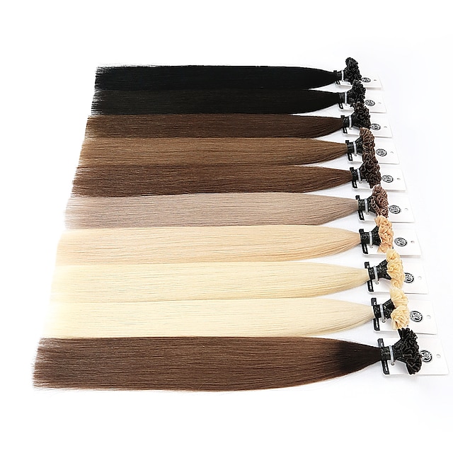  Fusion / U Tip Hair Extensions Human Hair 50 pcs Pack Straight Black Hair Extensions / Daily Wear / Party / Evening