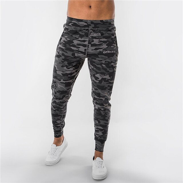

Men's Fashion Streetwear Jogger Sweatpants Trousers Pocket Elastic Drawstring Design Pants Casual Daily Micro-elastic Camouflage Breathable Soft Mid Waist Green Black Gray L XL XXL 3XL