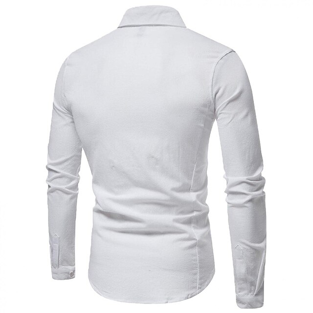 Mens Clothing Mens Shirts | Mens Dress Shirt Solid Color Turndown Street Daily Button-Down Long Sleeve Tops Cotton Business Clas