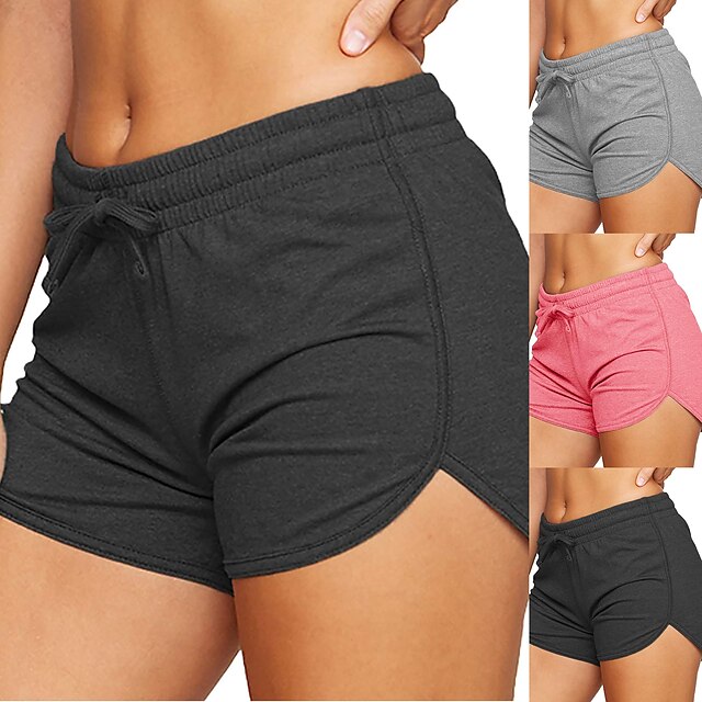  Women's Running Shorts Workout Shorts Sweatshorts Bottoms Solid Colored Quick Dry Moisture Wicking Black Pink Grey Clothing Clothes Marathon Running Jogging Exercise / Micro-elastic / Athletic