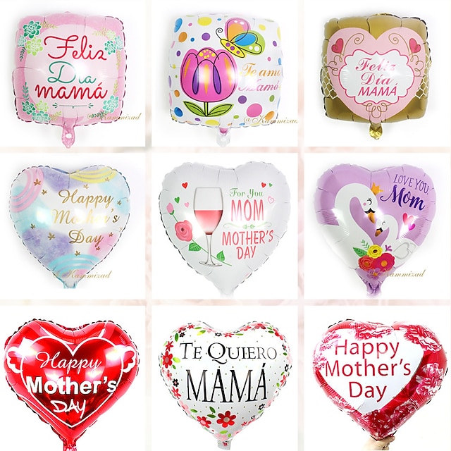 

20 Sets Of 18 Inch Love Mother's Day Aluminum Film Balloons Spanish Wishes Mother A Happy Holiday Aluminum Foil Balloons
