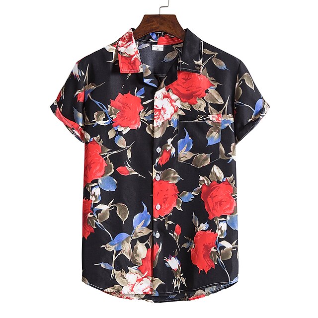 

Men's Shirt 3D Print Graphic Prints Classic Collar Casual Daily Print Short Sleeve Tops Casual Fashion Hawaiian Black / Red Red / White Navy Blue