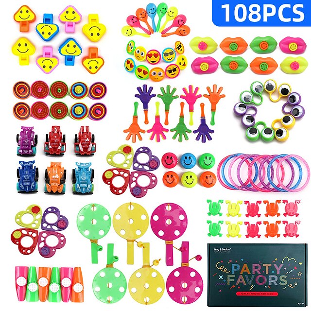 

108PCS Treasure Box Prizes for Classroom Kids Birthday Party Favors for Goodie Bag Fillers Assorted Pinata Fillers Bulk Party Toy Assortment