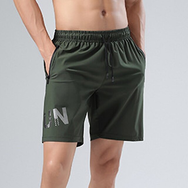 

Men's Casual / Sporty Workout Shorts Pocket Elastic Waist Short Pants Sports Outdoor Daily Micro-elastic Letter Comfort Breathable Mid Waist ArmyGreen Black Dark Gray M L XL XXL 3XL