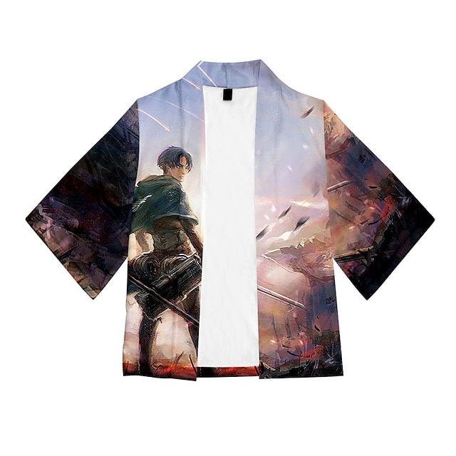 

Inspired by Attack on Titan Levi·Ackerman Cosplay Costume Cartoon 100% Polyester Pattern Harajuku Graphic Kawaii Shirt For Men's / Women's / Couple's / Top