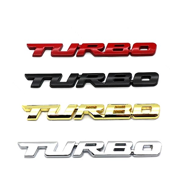 Larger Turbo 3D Letter Metal Emblem Badge Universal Car Decal Black 