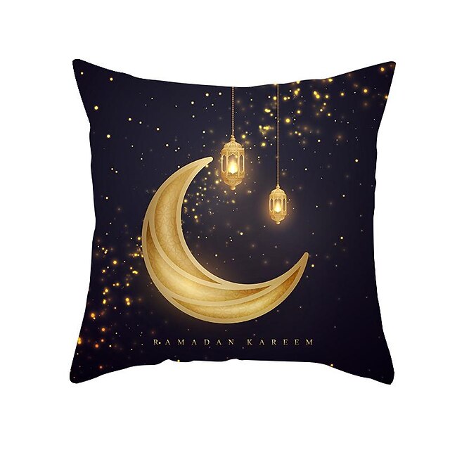  ins ramadan taie d'oreiller lune étoilée eid al-fitr coussin de chevet taie d'oreiller peau de pêche taie d'oreiller or lune imprimer coussin taie d'oreiller