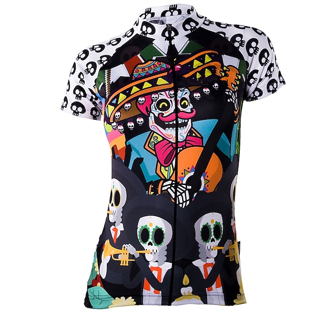 

21Grams Women's Short Sleeve Cycling Jersey Summer Spandex Black Skull Bike Top Mountain Bike MTB Road Bike Cycling Quick Dry Moisture Wicking Sports Clothing Apparel / Stretchy / Athleisure