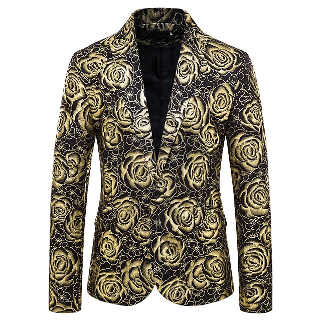 Mens Clothing Mens Outerwear | Mens Blazer Blazer Party Business Business Casual Floral Single Breasted One-button Regular Fit P