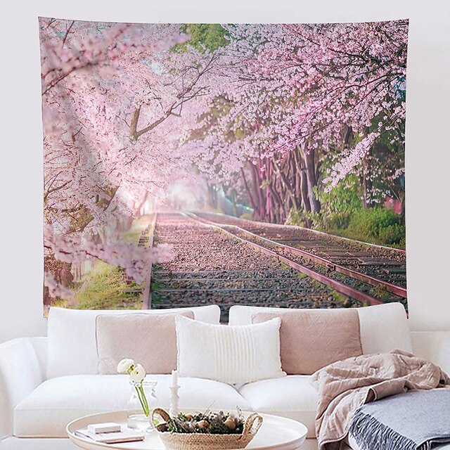 

Cherry Blossom Wall Tapestry Art Decor Blanket Curtain Hanging Home Bedroom Living Room Decoration Polyester