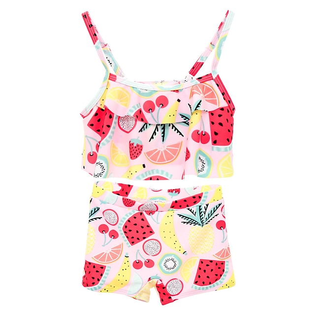 

Kids Girls' Swimwear Two Piece Swimsuit Print Swimwear Fruit Sleeveless Pink Outdoor Cute Bathing Suits 2-6 Years