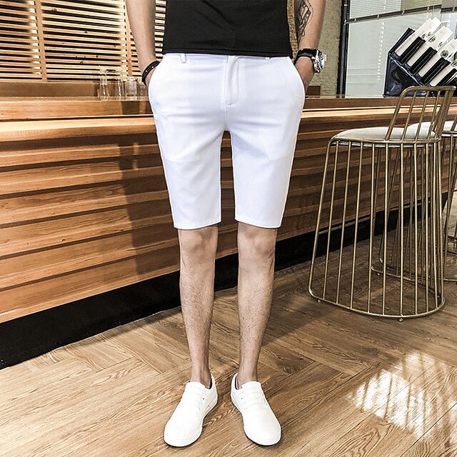 

Men's Stylish Chic Modern Bermuda shorts Chino Shorts Pocket Knee Length Pants Casual Daily Micro-elastic Solid Color Comfort Breathable Mid Waist Blue White Black 27 28 29 30 31 / Summer