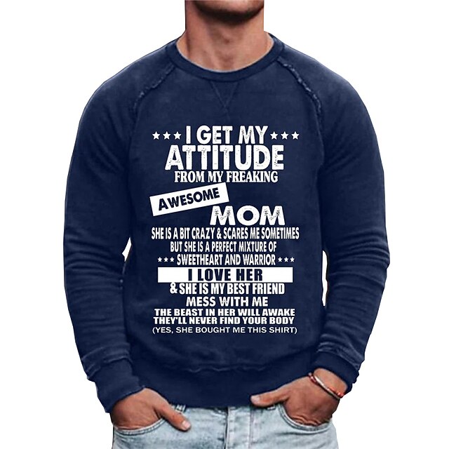 

Men's Sweatshirt Pullover Graphic Letter Print Sports Outdoor Casual Daily Hot Stamping Basic Casual Hoodies Sweatshirts Blue White Black
