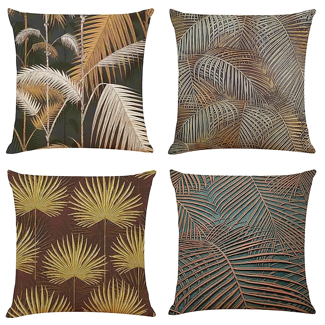 Home & Garden Home Decor | Palm Leaf Double Side Cushion Cover 4PC Soft Decorative Square Throw Pillow Cover Cushion Case Pillow