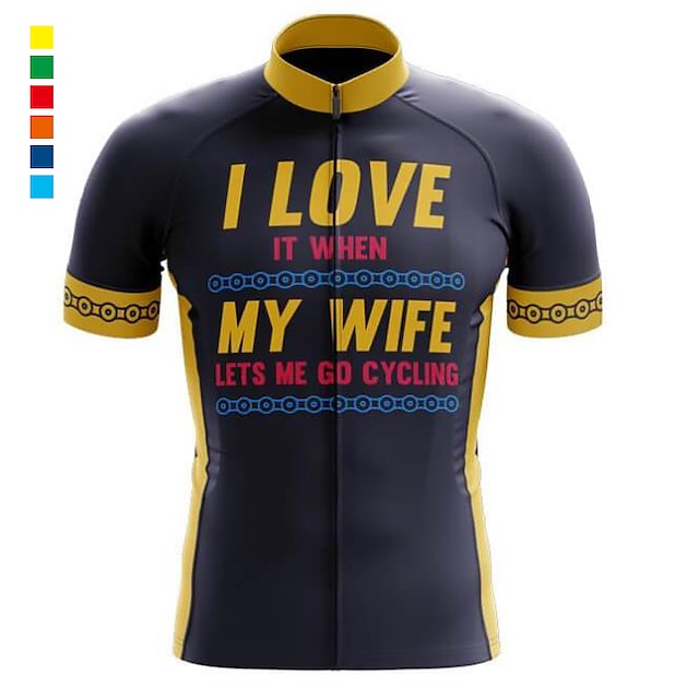  21Grams Men's Cycling Jersey Bike Shirt with 3 Rear Pockets Short Sleeve Funny Bike Jersey Top Mountain Bike MTB Road Bike Cycling Reflective Strips Moisture Wicking Blue Yellow Summer