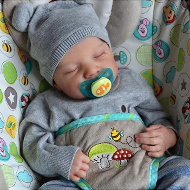  17,5 tum reborn docka baby& småbarnsleksak bebis pojke återfödd bebisdocka saskia nyfödd verklighetstrogen handgjord simulering av disketthuvudduk silikonvinyl med kläder och tillbehör