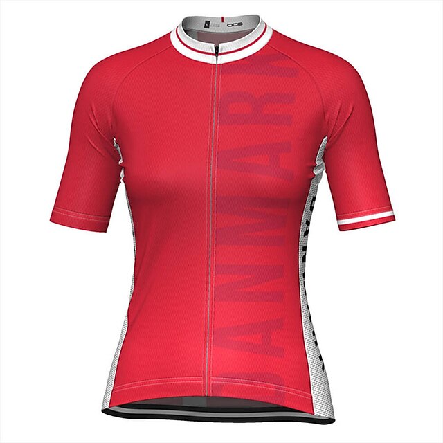 

21Grams Women's Short Sleeve Cycling Jersey Summer Spandex Red Denmark Bike Top Mountain Bike MTB Road Bike Cycling Quick Dry Moisture Wicking Sports Clothing Apparel / Stretchy / Athleisure