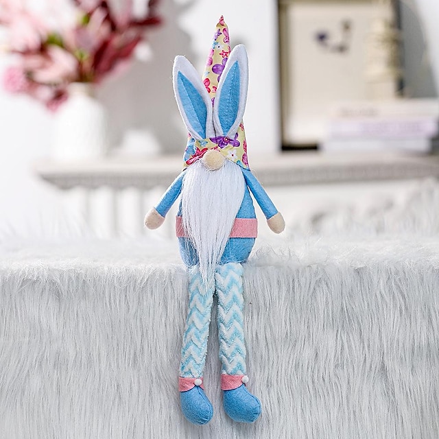 Wood Easter Rabbit Stand Rabbit Doll Festival Decoration DIY Craft Ornament Gift 