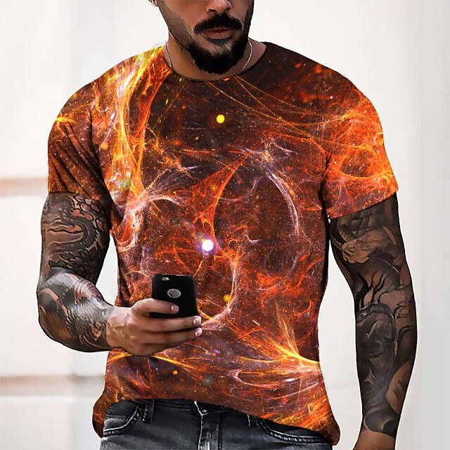 

Men's Tee T shirt 3D Print Graphic Round Neck Casual Daily 3D Print Short Sleeve Tops Fashion Designer Cool Comfortable Yellow