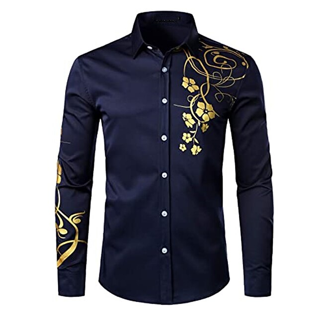 Mens Clothing Mens Shirts | Mens Shirt Color Block Turndown Street Casual Button-Down Long Sleeve Tops Casual Fashion Breathable