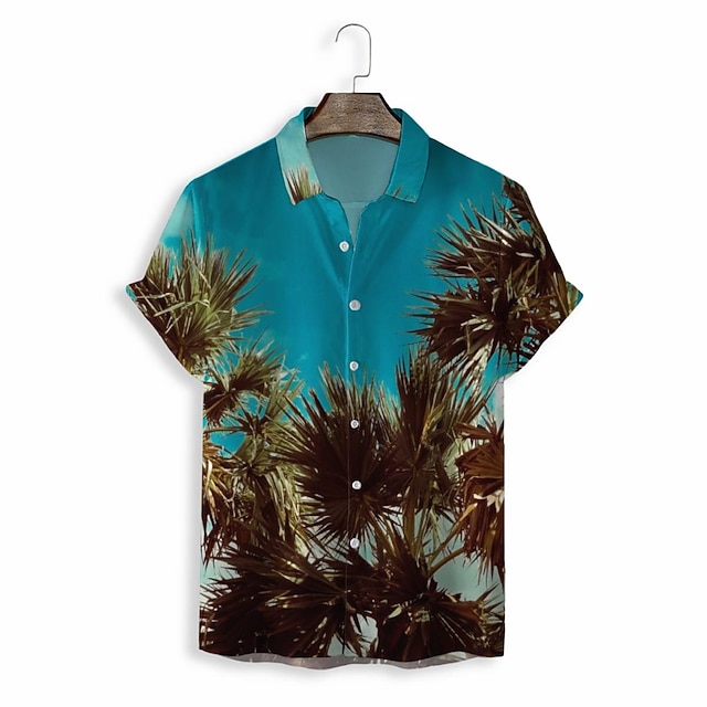 

Men's Shirt 3D Print Graphic Turndown Casual Daily 3D Print Short Sleeve Tops Casual Fashion Classic Blue