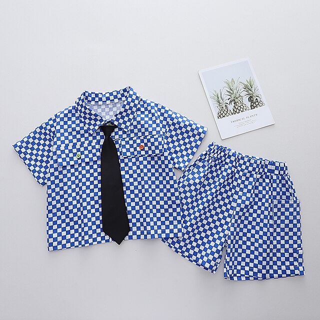 

Toddler Boys Clothing Set 2 Pieces Green Blue Black Check Daily
