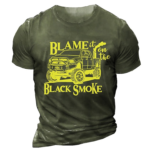 

Men's T shirt 3D Print Graphic Car Crew Neck Casual Daily Print Short Sleeve Tops Fashion Classic Comfortable Big and Tall Green Black Navy Blue