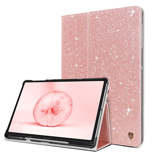 

Tablet Case Cover For Samsung Galaxy Tab S7 FE Case Glitter Folio Folding Stand Smart Auto Wake/Sleep with S Pen Holder Protective Cover for Samsung Galaxy Tab S7 FE 12.4 Inch SM-T730/T733/T736/T738 Rose Gold