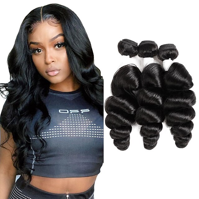 

Ishow Brazilian Hair Remy Human Hair 8-28inch Loose Wave Hair 3 Bundle Package Natural Color Human Hair Extensions